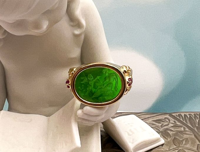 TAGLIAMONTE Designs (SH972) 18K Venetian Intaglio Ring *Size 10