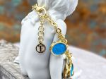 TAGLIAMONTE Designs (2367B) 925SS/YGP Magnesite Cameo Charm Bracelet*Chimera*Reg.$375