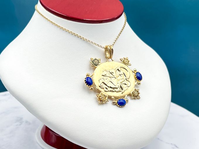 TAGLIAMONTE Designs (PN2646P) 925/YGP Cameo Pendant *Lapis*Aurora* Reg.$300