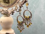 SAMUEL B *BJC* (57179E) 925SS Opal and Bl Topaz Butterfly Earrings