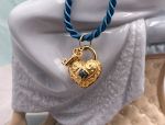 Arts Elegance (1112) 14K Heart Pendant with Key Blue Topaz Accent *Reg. $900*