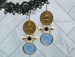 TAGLIAMONTE Designs (2040E) 925SS/YGP Venetian Cameo Earrings*Centaur,Athena*Reg.$280