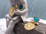 TAGLIAMONTE Designs (1494) 925SS/YGP Venetian Cameo Earrings *Gryphon, Aphrodite,Cupid*Reg.$280