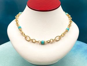 TAGLIAMONTE (2133N) 925SS/YGP Oval Link Necklace*Magnesite*Reg.$600