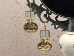 TAGLIAMONTE Designs (1962-A) 925SS/YGP Venetian Intaglio Earrings*Hercules,Pegasus*Reg.$200