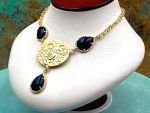 TAGLIAMONTE Designs (1624) 925SS/YGP Cameo Statement Necklace *Medusa*Reg.$800