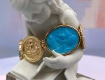 TAGLIAMONTE Design(2144B) 925SS/YGP Magnesite Cameo Bracelet*Reg.$500