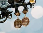 TAGLIAMONTE Designs (1942,1943,1944) 925SS/YGP Cameo Earrings *Hercules,Maypole*Reg.$145