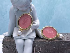 TAGLIAMONTE DESIGNS (1786) 925SS/ YGP Venetian Cameo Earrings *Maened*REg.$250