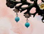 TAGLIAMONTE Designs (1162) 925SS Drop Earrings *Black Spinel,Turquoise*Reg.$130