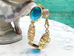 TAGLIAMONTE Designs (1688) 925SS/YGP Venetian Cameo Bracelet w/ *Blue Topaz*Cupid, Medusa*Reg.$450