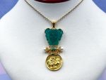 TAGLIAMONTE Designs (2179P) 925SS/YGP Venetian Cameo Pendant *Malachite, Pearls*Medusa, Aurora*Reg.$300