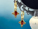 TAGLIAMONTE Designs (2053E) 925SS/YGP Lavastone Cameo Charm Earrings*Reg.$180