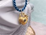 Arts Elegance (1112) 14K Heart Pendant with Key Blue Topaz Accent *Reg. $900*