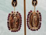 TAGLIAMONTE Designs (2064E) 925SS/YGP Cameo Earrings*Garnet*La Musa*Reg.$250