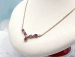 AD3530 ~ 14K Amethyst, Diamond *Chevron*V-Shape* Necklace *Reg.$1000