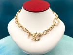 TAGLIAMONTE (2132N) 925SS/YGP Oval Link Necklace*Pearls*Reg.$600