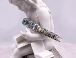 SAMUEL B *BJC* (56633BA.BT) 925SS/18K Hinged Bangle Bracelet *Blue Topaz*Reg.$550