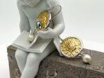 TAGLIAMONTE Designs (HQCR003) 925SS/Rhod. Plate Cameo Earrings *Sunflower and Bee*Reg.$190