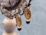 TAGLIAMONTE Designs (2315E) 925/YGP Cameo Earrings*Sapphire*Reg.$200