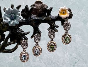 SAMUEL B *BJC* (59555E.BT,59555E.PE) 925SS/18K Peridot/Blue Topaz Earrings *Reg.$185