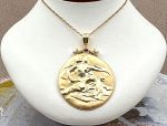 TAGLIAMONTE Designs (1965) 925/YGP Cameo Enhancer Pendant *Diana Goddess of the Hunt*Reg.$325