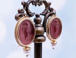 TAGLIAMONTE DESIGNS (1787) 925SS/ YGP Venetian Cameo Earrings *Maened*Reg.$250