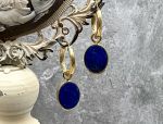 TAGLIAMONTE Designs (1899-Lapis) 925/YGP Lapis Cameo Charm Earrings Reversible *Reg.$280