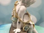 TAGLIAMONTE Designs (1992B) 9225SS/YGP Venetian Charm Cameo Bracelet *Bl Spinel*Reg.$350