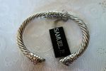 SAMUEL B *BJC* (726) 925SS/18K Hinged 7 mm Cable Bangle Bracelet