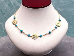 TAGLIAMONTE Designs (SH427) 18K  Cameo Necklace with Sleeping Beauty Turquoise*Angel Rafaello*Reg.$2500