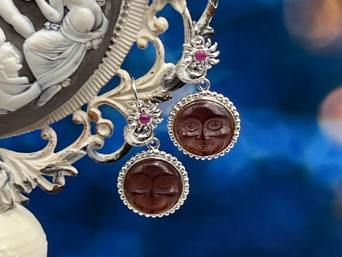 TAGLIAMONTE Designs (AVD1931) 925SS Cameo Earrings*Moonface* Reg.$200