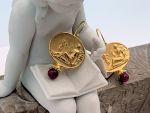 TAGLIAMONTE Designs (ORO-106) 18K Cameo Earrings w/ Rubies*Aphrodite/Cupid*Reg.$1470