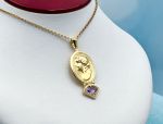 TAGLIAMONTE Designs (1998P) 925SS/YGP Cameo Pendant w/ Amethyst*Ceres*Reg.$200