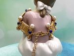 TAGLIAMONTE Designs (1892B) 925SS/YGP Cameo Bracelet *Lapis, Pearls*Cupid*Reg.$550