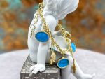 TAGLIAMONTE Designs (2367B) 925SS/YGP Magnesite Cameo Charm Bracelet*Chimera*Reg.$375