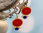 TAGLIAMONTE Designs (2130E) 925SS/YGP Venetian Cameo Earrings*Lion*Reg.$250