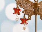 TAGLIAMONTE Designs (2075E) 925SS/YGP Venetian Cameo Earrings*Sea Life*Reg.$185