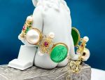 TAGLIAMONTE Design(PN2724B) 925SS/YGP Venetian Cameo Bracelet *Lemon Qtz*Reg.$500