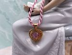 Arts Elegance (1118A) 14K Yellow Gold Pink Topaz Heart Pendant *The Maria Pearl Heavenly Heart*