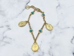 TAGLIAMONTE Designs (RS460) 925SS/YGP Cameo Bracelet *Turquoise*Fortuna*Reg.$250