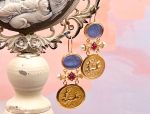 TAGLIAMONTE Designs (SH331-Blue) 18K Venetian Cameo Earrings w/ Pearls *Reg.$2500