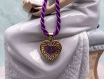 Arts Elegance (1117) 14K Yellow Gold Brazilian Amethyst Heart Pendant