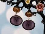 TAGLIAMONTE Designs (2081E) 925SS/YGP Venetian Cameo Earrings *Medusa, Pegasus*Reg.$280