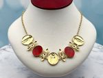 TAGLIAMONTE Design(2120N) 925 SS/YGP Venetian Cameo Necklace *Rubies*Ceres*Reg.$500