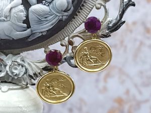 TAGLIAMONTE Designs (SH887E-Ruby) 14K Cameo Earrings w/ Rubies*Hercules*Reg.$650