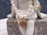 TAGLIAMONTE Designs (933-Lav) 925SS/YGP Venetian Intaglio Charm Bracelet *Pearl Strand*Reg.$160