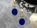 TAGLIAMONTE Designs (1899-Lapis) 925/YGP Lapis Cameo Charm Earrings Reversible *Reg.$280