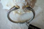 SAMUEL B *BJC* (725) 925SS/18K Hinged 8.5mm Cable Bangle Bracelet S:Medium/Large