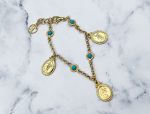 TAGLIAMONTE Designs (RS460) 925SS/YGP Cameo Bracelet *Turquoise*Fortuna*Reg.$250